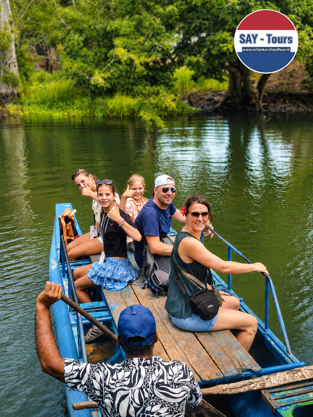 Guests on a lagoon boat in Sri Lanka