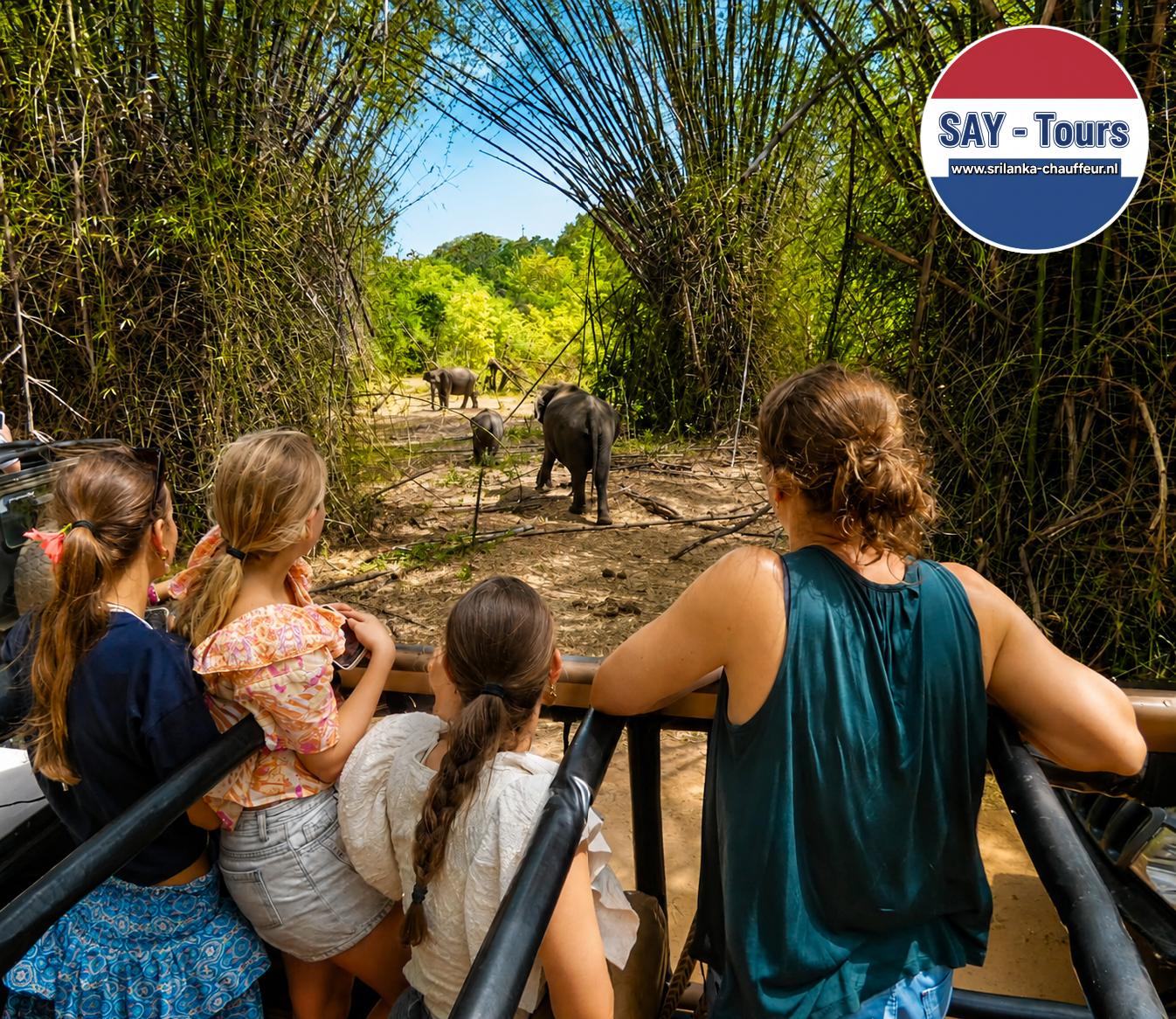 A family watching wildlife in Sri Lanka
